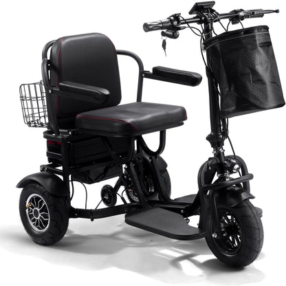 MotoTec Folding Mobility Electric Trike 48v 1000w Dual Motor Lithium Black