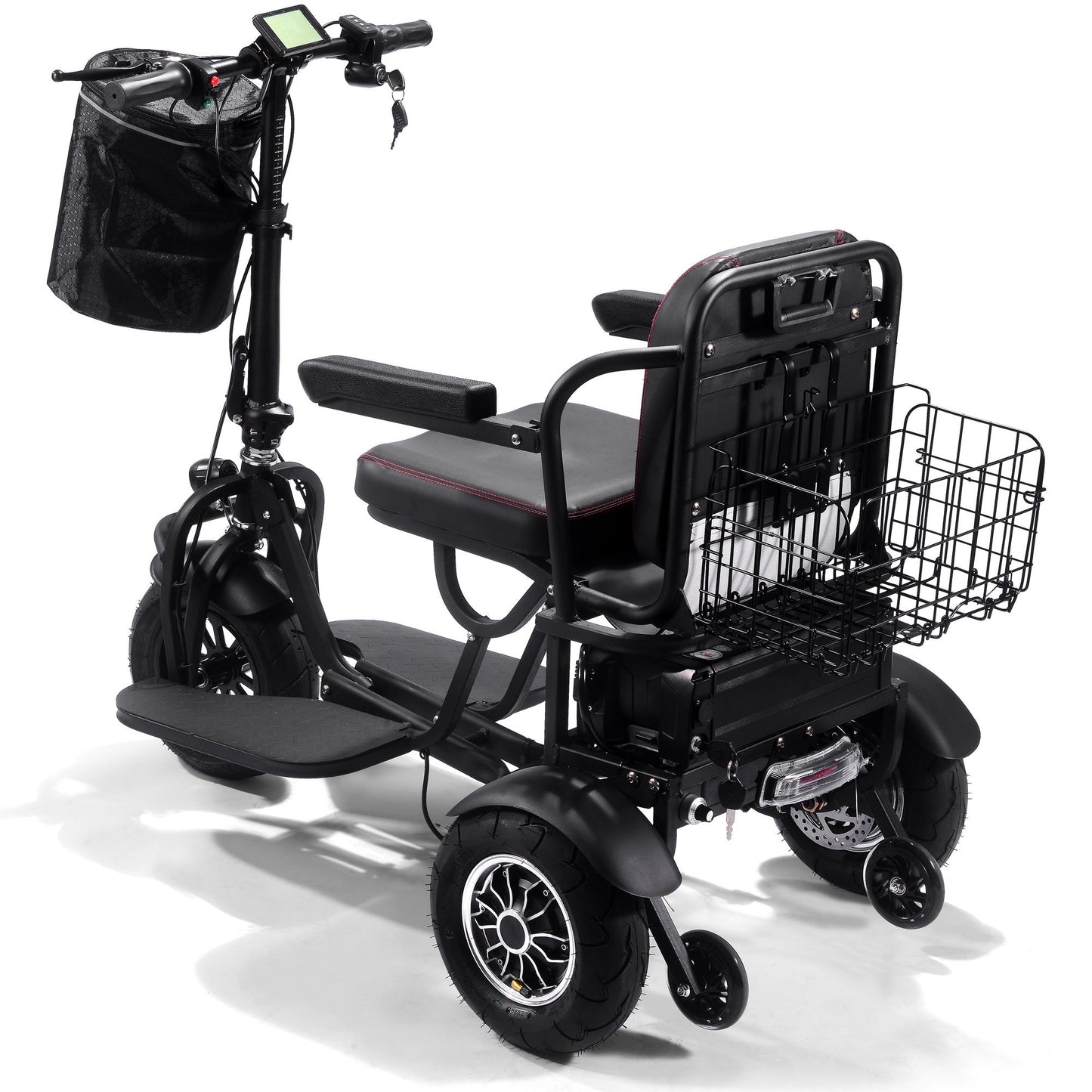 MotoTec Folding Mobility Electric Trike 48v 1000w Dual Motor Lithium Black