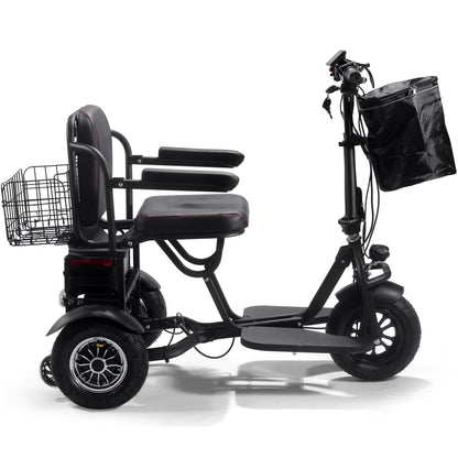 MotoTec Folding Mobility Electric Trike 48v 1000w Dual Motor Lithium Black